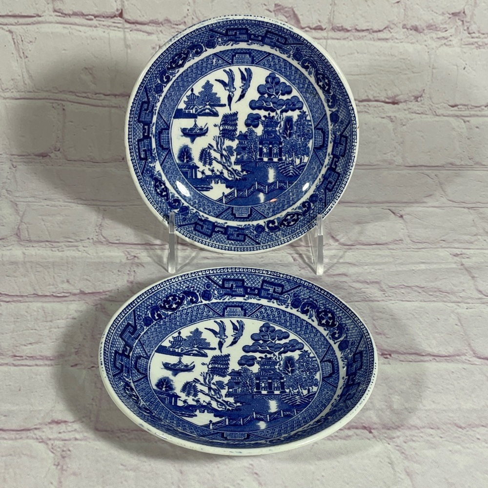 Vintage Ridgway Blue Willow Fruit Dessert Sauce Bowls - Set of 2
